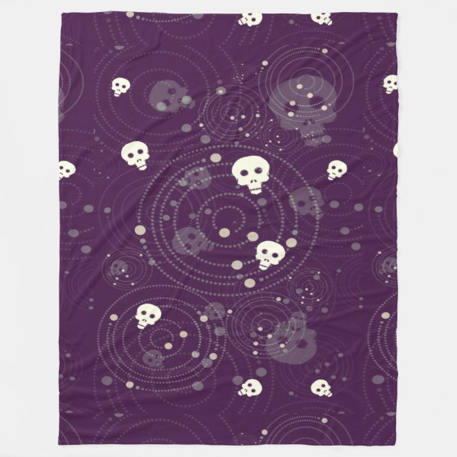 Couverture Polaire Motif de silhouette crâne violet (Devant)