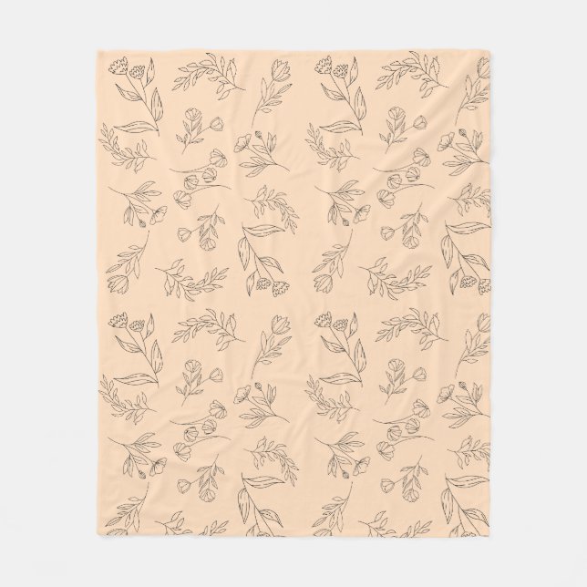 Couverture Polaire Motif de silhouette de fleurs (Devant)