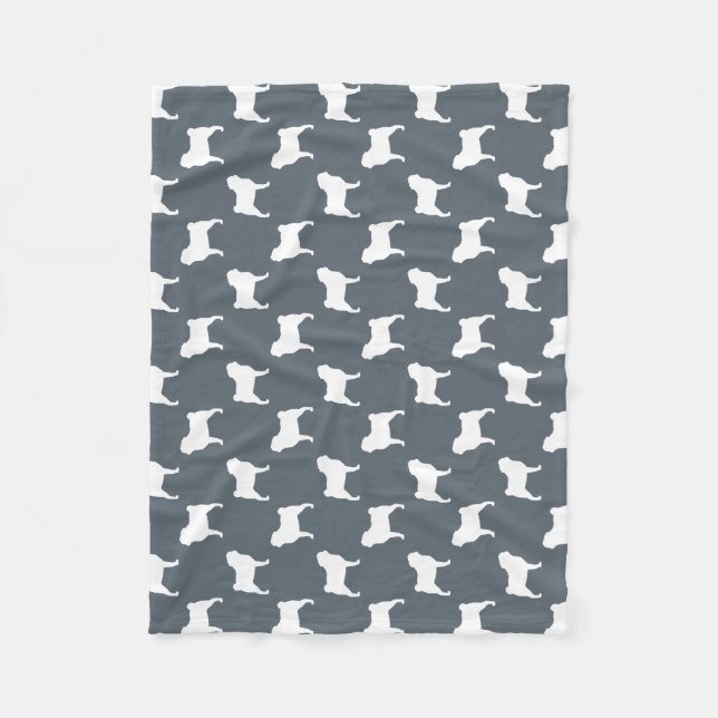 Couverture Polaire Motif de silhouettes de carlin (Devant)