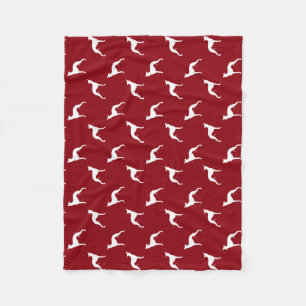 Couverture Polaire Motif de silhouettes de chien Whippet rouge et bla