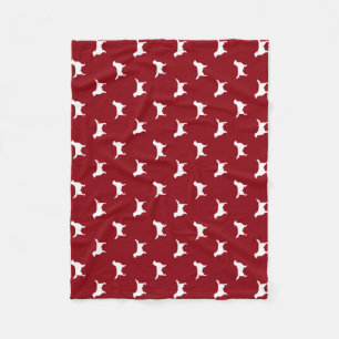 Couverture Polaire Motif de silhouettes de Golden Retriever Rouge et