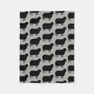 Couverture Polaire Motif de silhouettes de moutons noirs