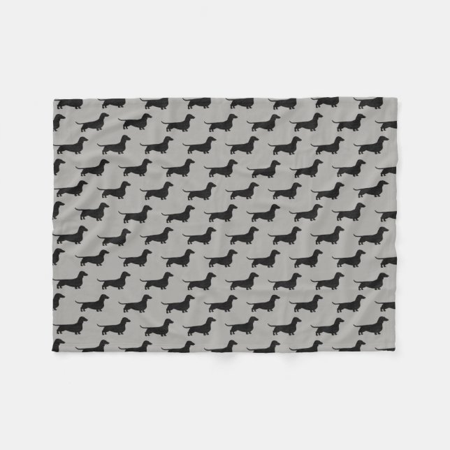 Couverture Polaire Motif de silhouettes de teckel (Devant (Horizontal))