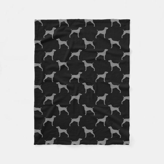 Couverture Polaire Motif de silhouettes de Weimaraner gris et noir (Devant)