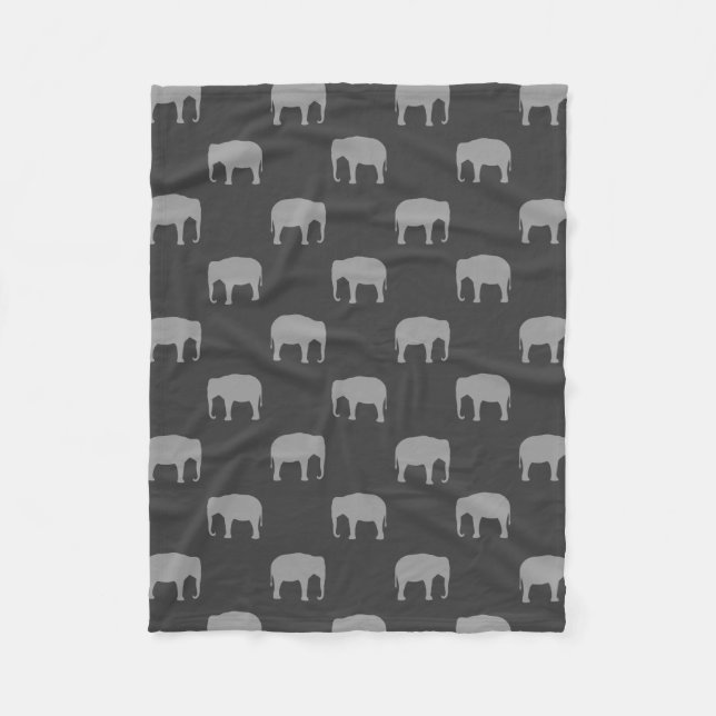 Couverture Polaire Motif de silhouettes d'éléphant asiatique (Devant)