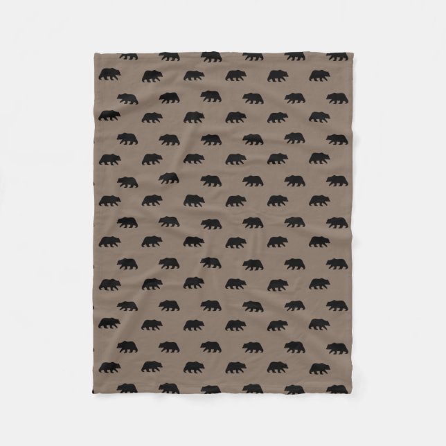 Couverture Polaire Motif de silhouettes d'ours gris (Devant)
