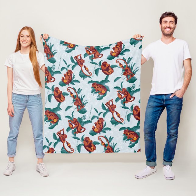 Couverture Polaire Motif de singes joueurs du Lotus Blanc (En situation)