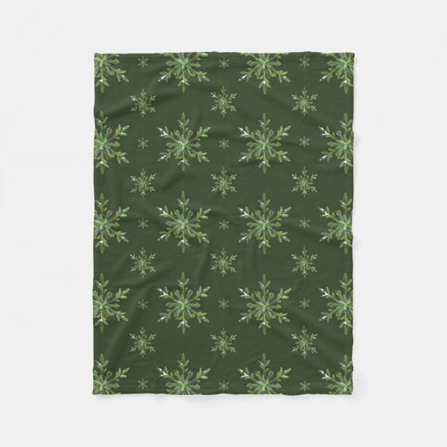 Couverture Polaire Motif de Snowflakes Pine neige en hiver vert (Devant)
