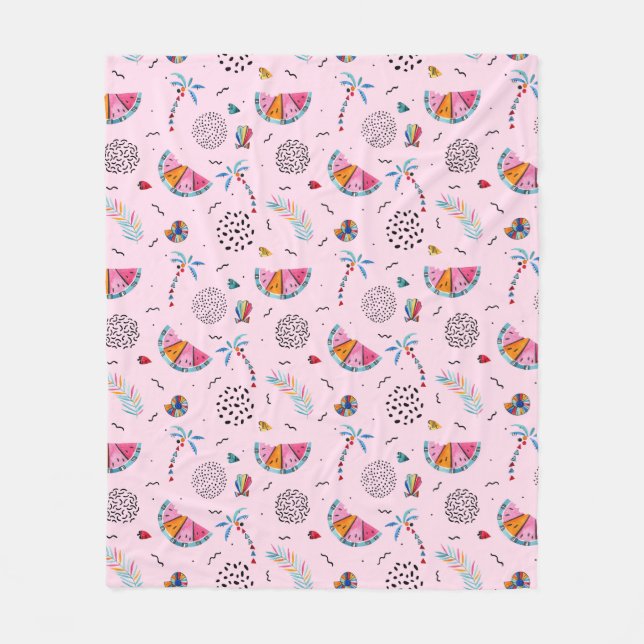 Couverture Polaire Motif de style Pink Memphis (Devant)