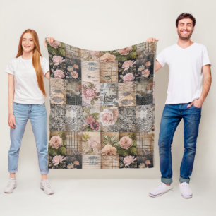Couverture Polaire Motif de surface composée rose vintage inspiré