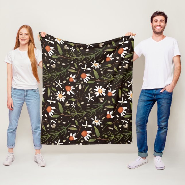 Couverture Polaire Motif de surface floral mode printemps    (En situation)