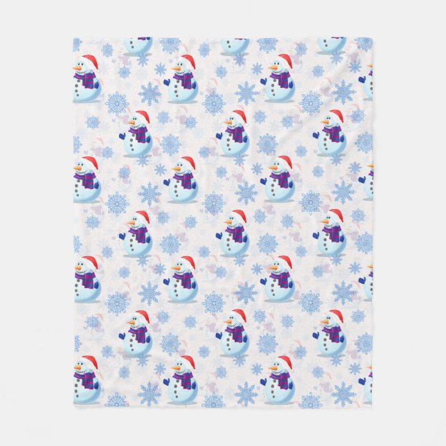 Couverture Polaire Motif de surface Snowman de Noël (Devant)