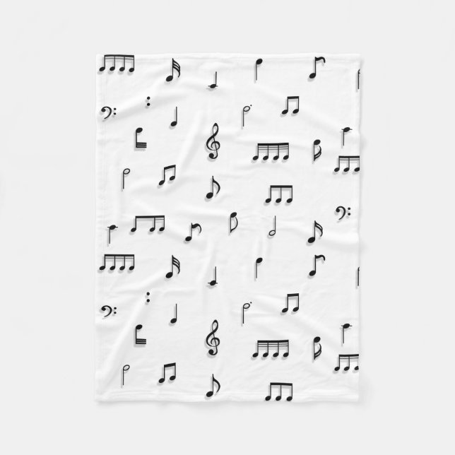 Couverture Polaire Motif de symboles Black & White Music Notes (Devant)