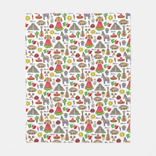 Couverture Polaire Motif de symboles du Mexique | (Devant)