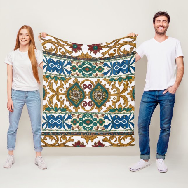 Couverture Polaire motif de tapis serbe 5 (En situation)