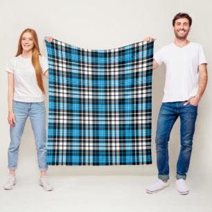 Couverture Polaire Motif de tartan à carreaux bleu noir blanc