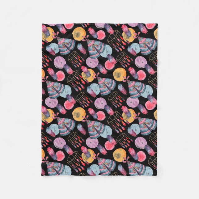 Couverture Polaire Motif de tente bohème (Devant)