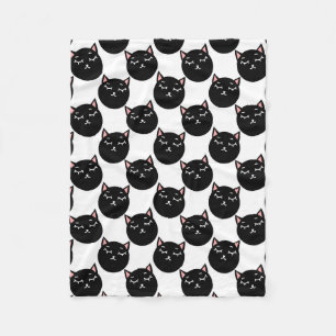 Couverture Polaire Motif de têtes de chat noir, conception féline