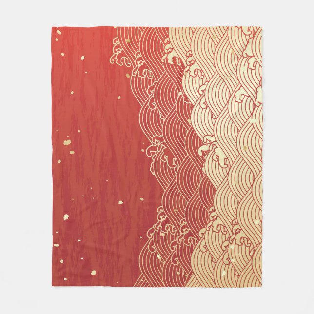 Couverture Polaire Motif de texture papier d'onde dorée (Devant)
