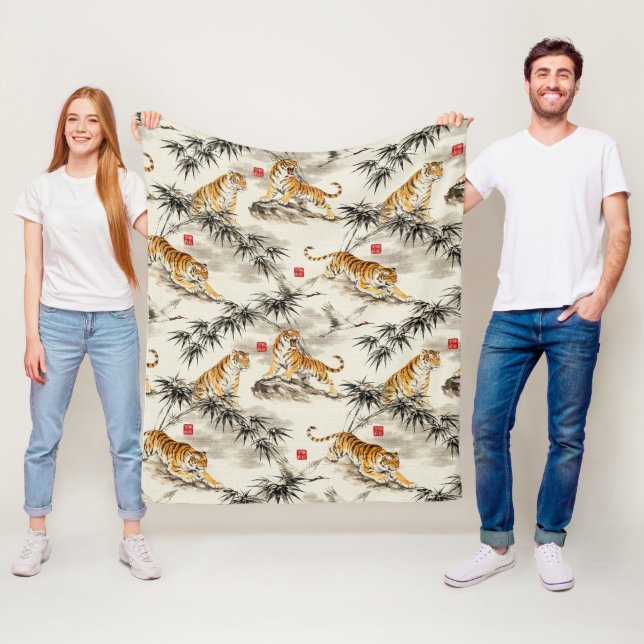Couverture Polaire Motif de tigre (En situation)