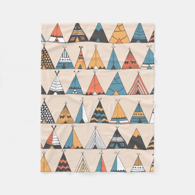 Couverture Polaire Motif de tipi. Tente d'été autochtone de Wigwam (Devant)