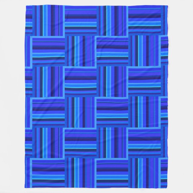 Couverture Polaire Motif de tissage à bandes bleues (Devant)
