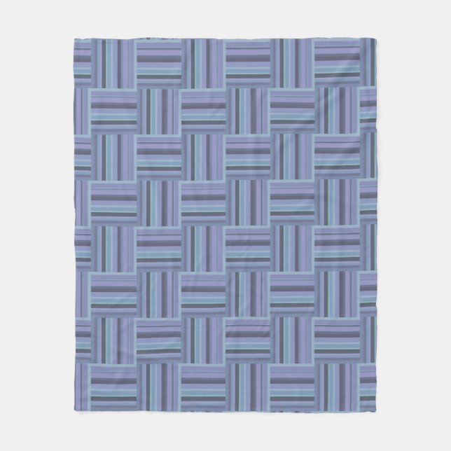 Couverture Polaire Motif de tissage à rayures bleu-gris (Devant)