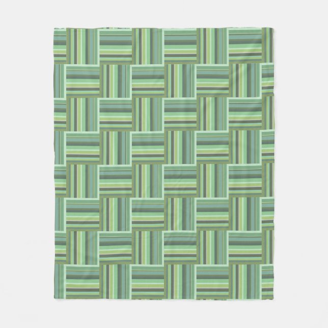 Couverture Polaire Motif de tissage à rayures vert olive (Devant)