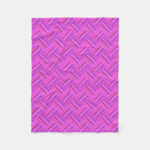 Couverture Polaire Motif de tissage en diagonale à rayures roses