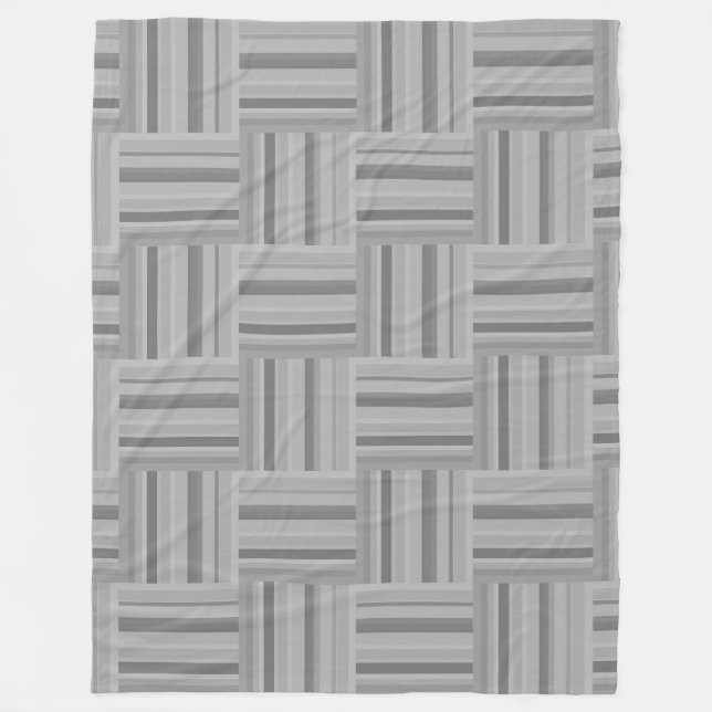 Couverture Polaire Motif de tissage rayures grises (Devant)