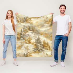 Couverture Polaire Motif de Toile de Jouy Forêt d'Hiver (1)
