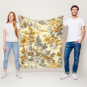 Couverture Polaire Motif de Toile de Jouy Forêt d'Hiver (11)