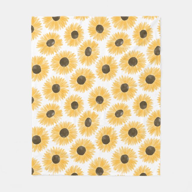 Couverture Polaire Motif de tournesol aquarelle (Devant)