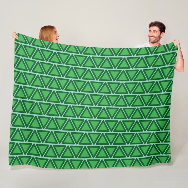 Couverture Polaire Motif de triangle vert à trois tons abstrait (En situation)