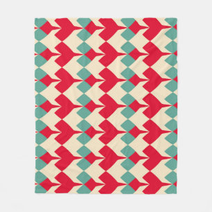 Couverture Polaire Motif de tuiles de coeurs rouges et bleus à la men