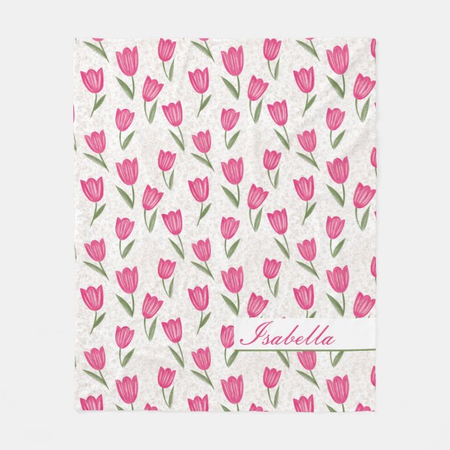 Couverture Polaire Motif de tulipe rose personnalisé (Devant)