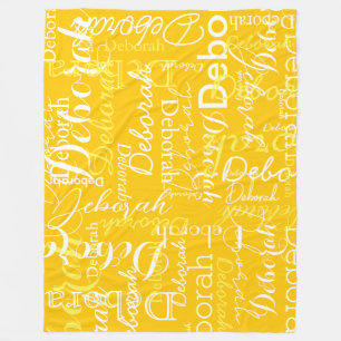 Couverture Polaire Motif de typographie Noms blancs Jaune