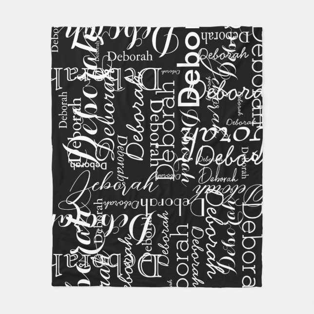 Couverture Polaire Motif de typographie Noms blancs Noir (Devant)