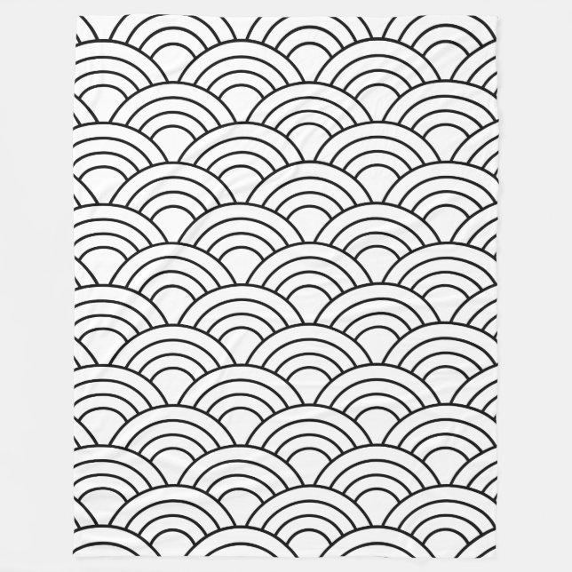 Couverture Polaire Motif de vague noir et blanc (Devant)