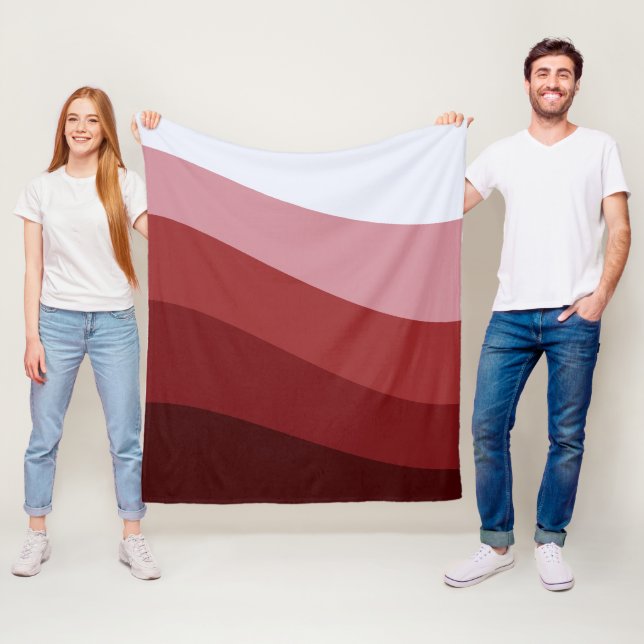 Couverture Polaire Motif de vague rouge blanc Ombre (En situation)