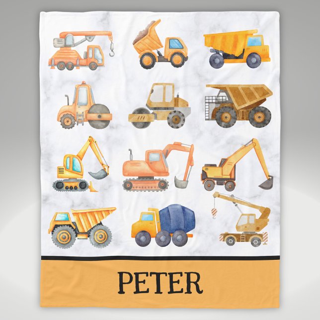 Couverture Polaire Motif de véhicules de construction jaunes mignons (Créateur téléchargé)