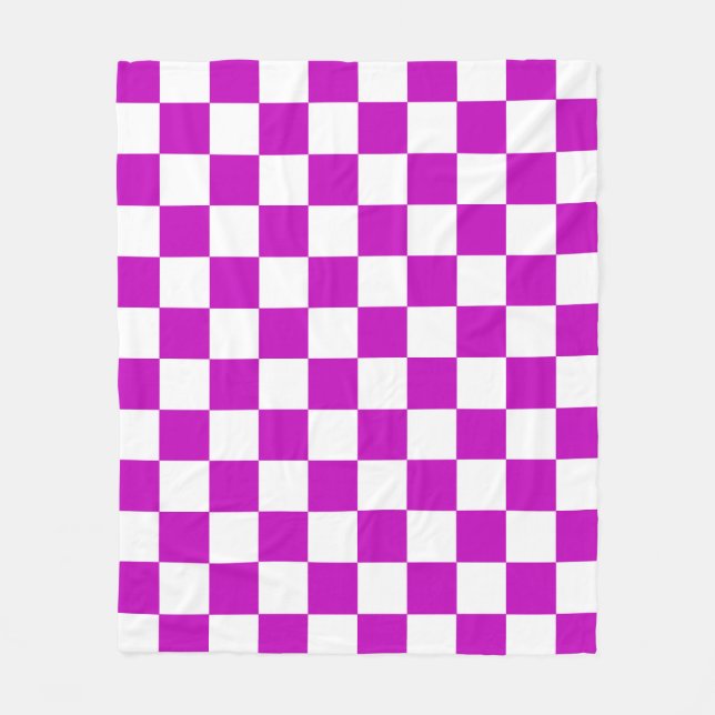 Couverture Polaire Motif de vérification À damiers blanc violet (Devant)