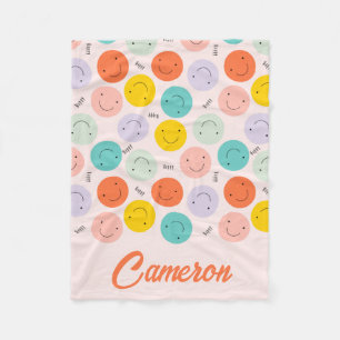 Couverture Polaire Motif de visage joyeux souriant coloré