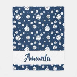 Couverture Polaire Motif de volley-ball bleu de Navy Chevron