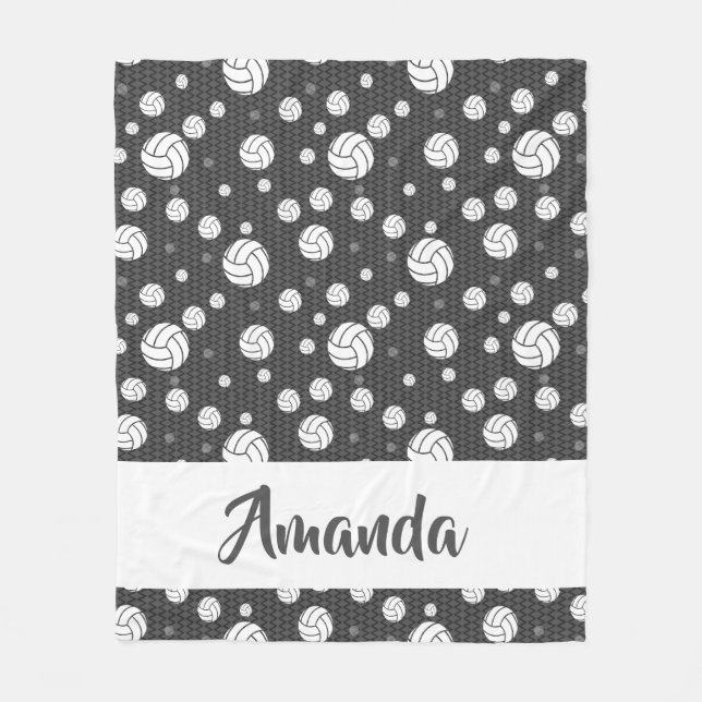 Couverture Polaire Motif de volley-ball gris et blanc Chevron (Devant)
