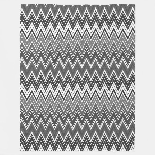 Couverture Polaire Motif de zigzag géométrique noir et blanc (Devant)