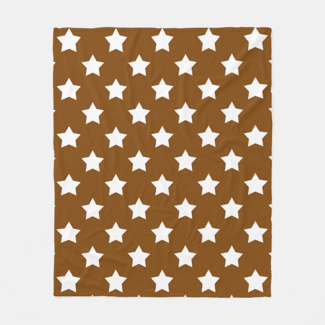 Couverture Polaire Motif décoratif étoiles blanches marron (Devant)