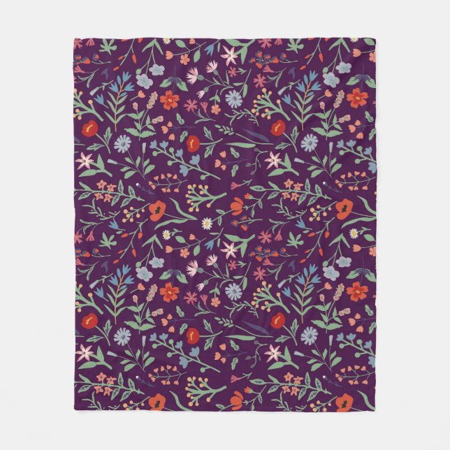 Couverture Polaire Motif décorative fleurie sans couture. (Devant)