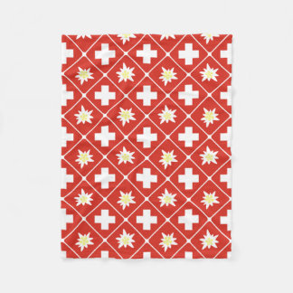 Couverture Polaire Motif d'edelweiss de la Suisse