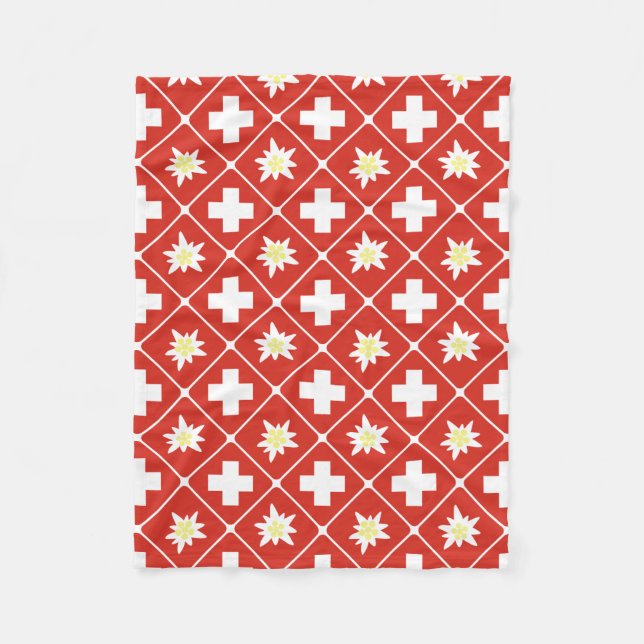 Couverture Polaire Motif d'edelweiss de la Suisse (Devant)